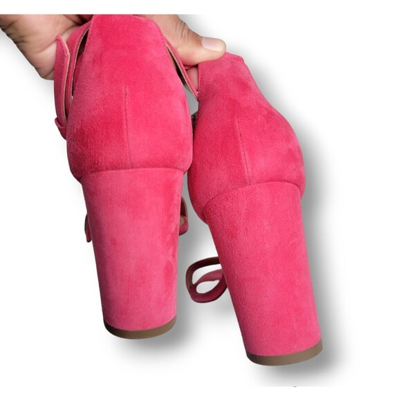 BRIAN ATWOOD Margo Sandal Pink Suede Block Heel sandals ankle strap Women's 41 - Picture 5 of 11